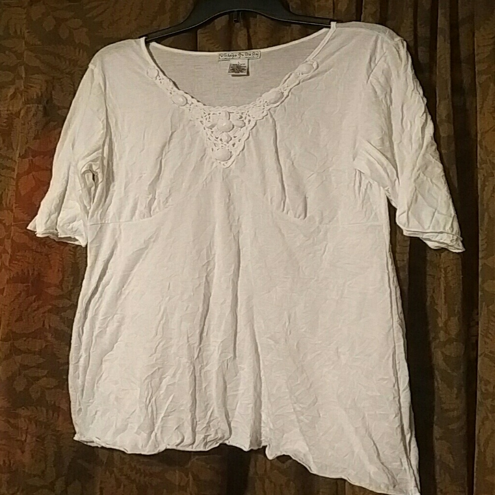 White Crochet & Jewel Beachy Tunic, sz Large